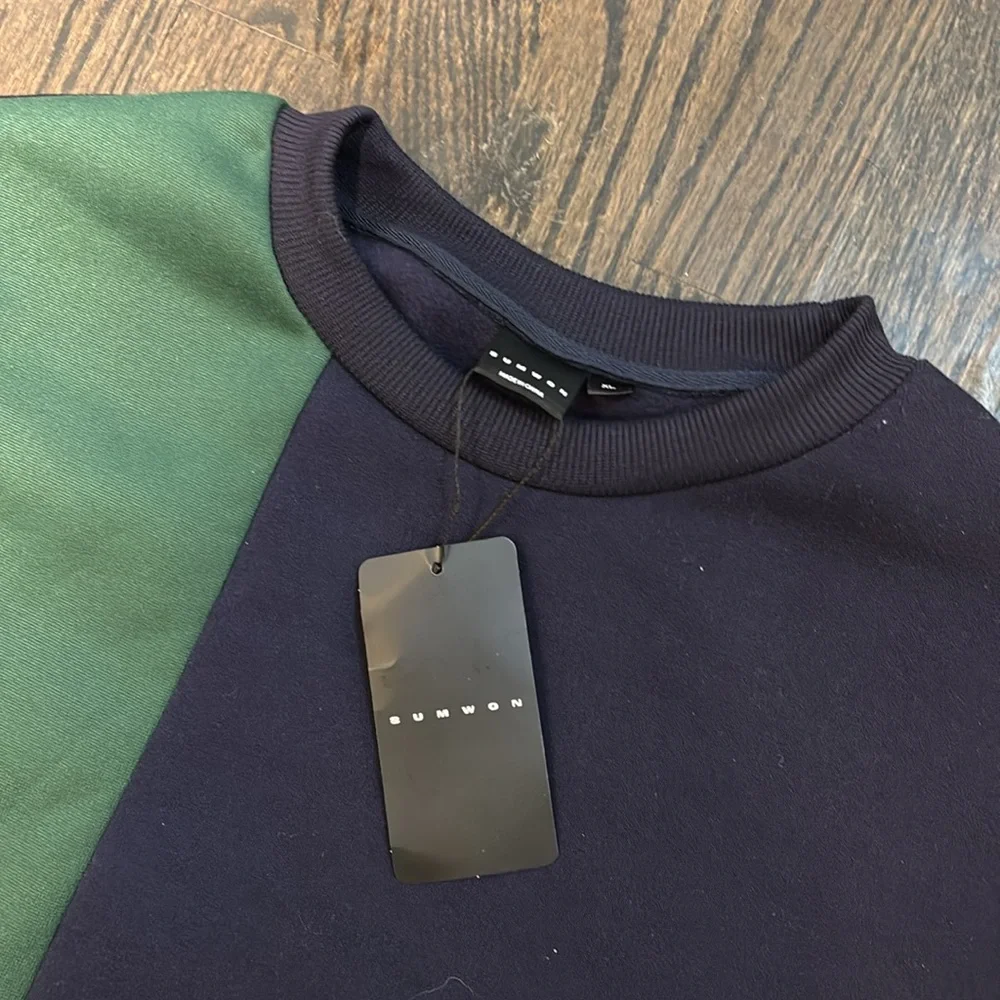 NWTColorblock Green and Purple Men's/unisex Sweatshirt XL
